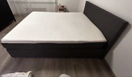 Boxspringbett 160x200 cm dunkelgrau guter Zustand