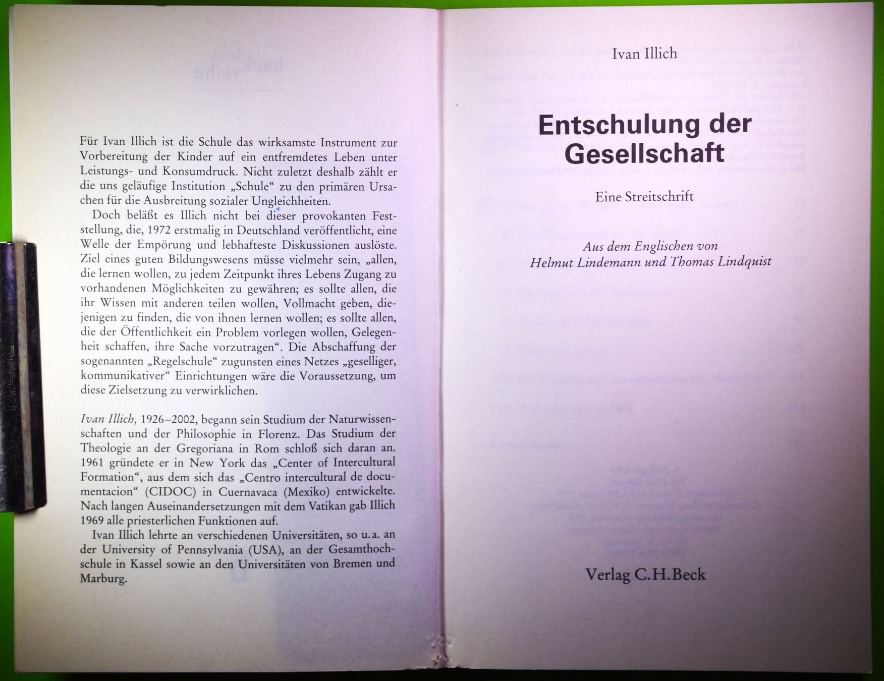 Libri: IVAN ILLICH / ENTSCHULUNG DER GESELLSCHAFT / STREITSCHRIFT – Nuovo (secondo la descrizione) da Luzern venduto da piro12 3