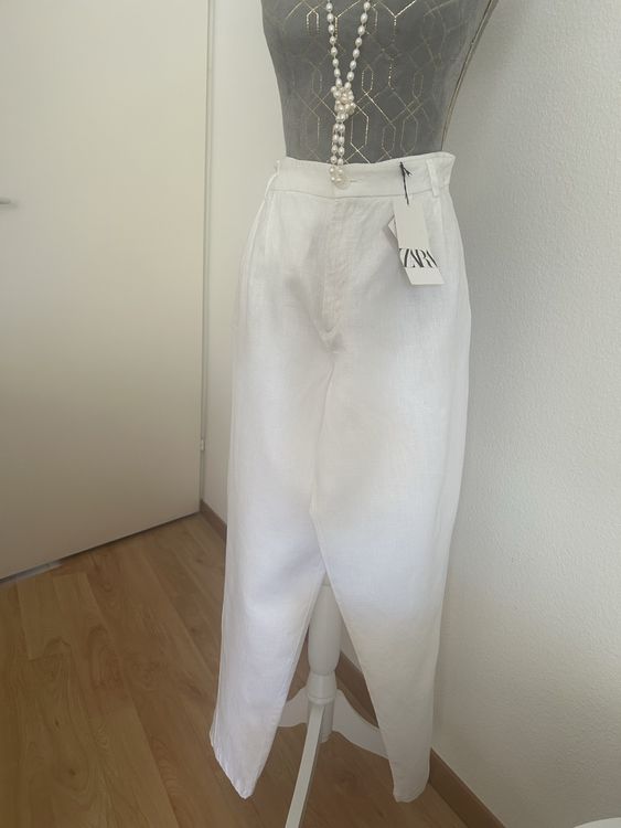 Schwarze Leinenhose mit hoher Taille - Clara main image 1
