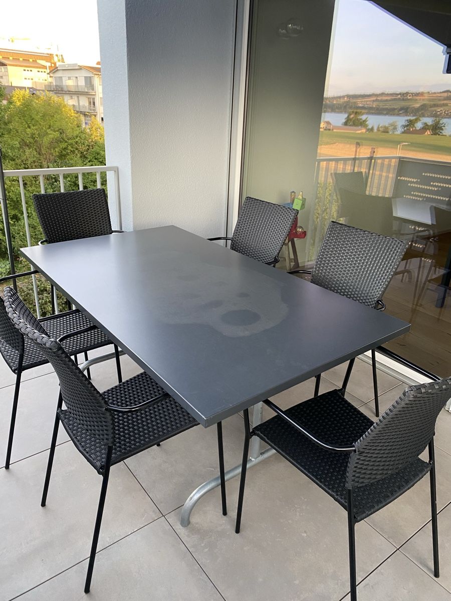 Schaffner Tischset: Gartentisch Schaffner mit 6 Stühlen – Gebraucht aus Nottwil von Antago 1