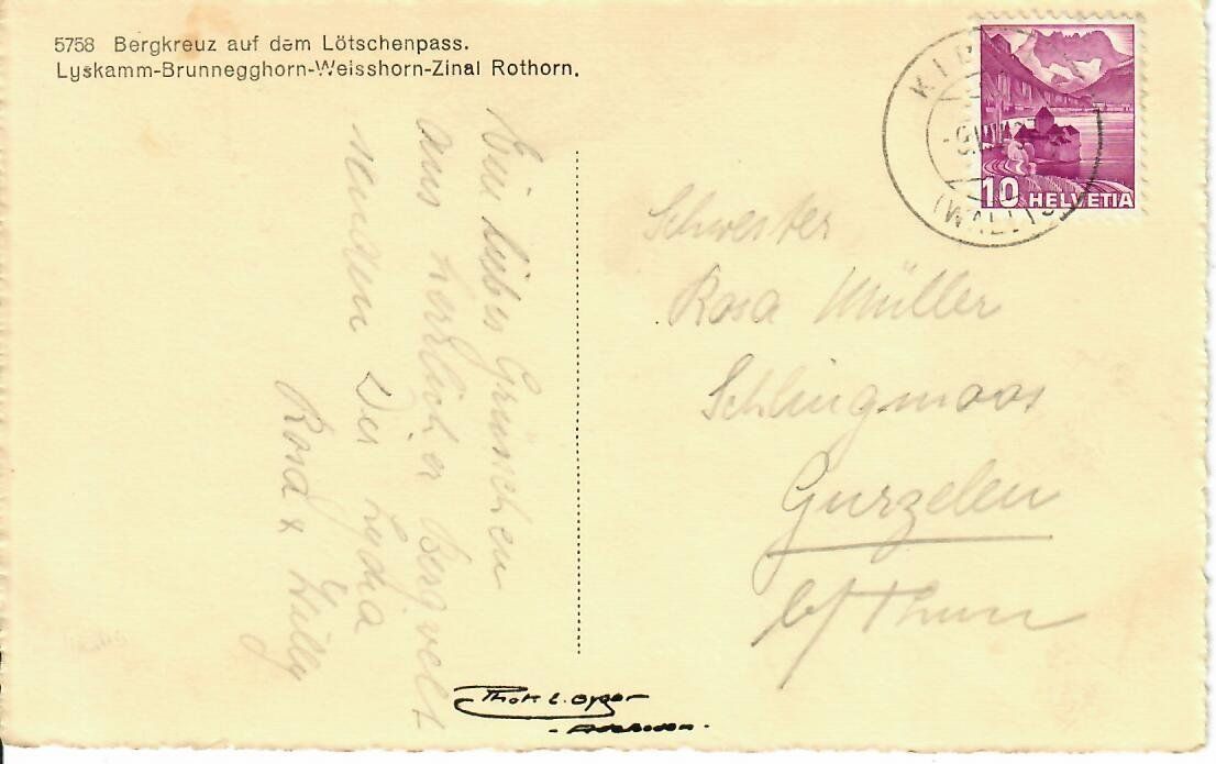 Ansichtskarten: Bergkreuz auf dem Lötschenpass – Gebraucht aus Hochdorf von Ziegel-16 1