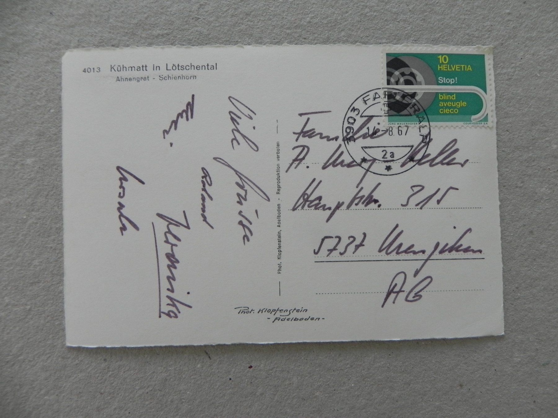Ansichtskarten: Ansichtskarte Karte Lötschental bei Blatten VS Wallis 1967 – Gebraucht aus Siebnen von krimsie 1
