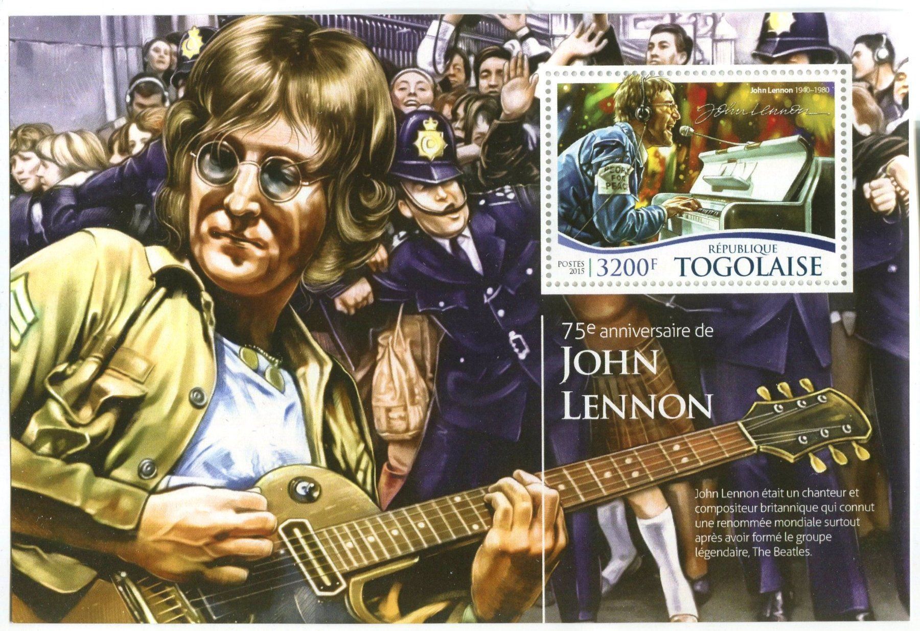 Tutti i francobolli: Block The Beatles. John Lennon. Togo. – Nuovo e nell'imballaggio originale da Basel venduto da Butsch5