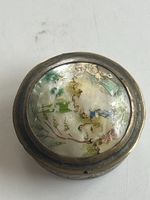 Dose mit Deckel, Muscheleinlage, gemalt,(S24)