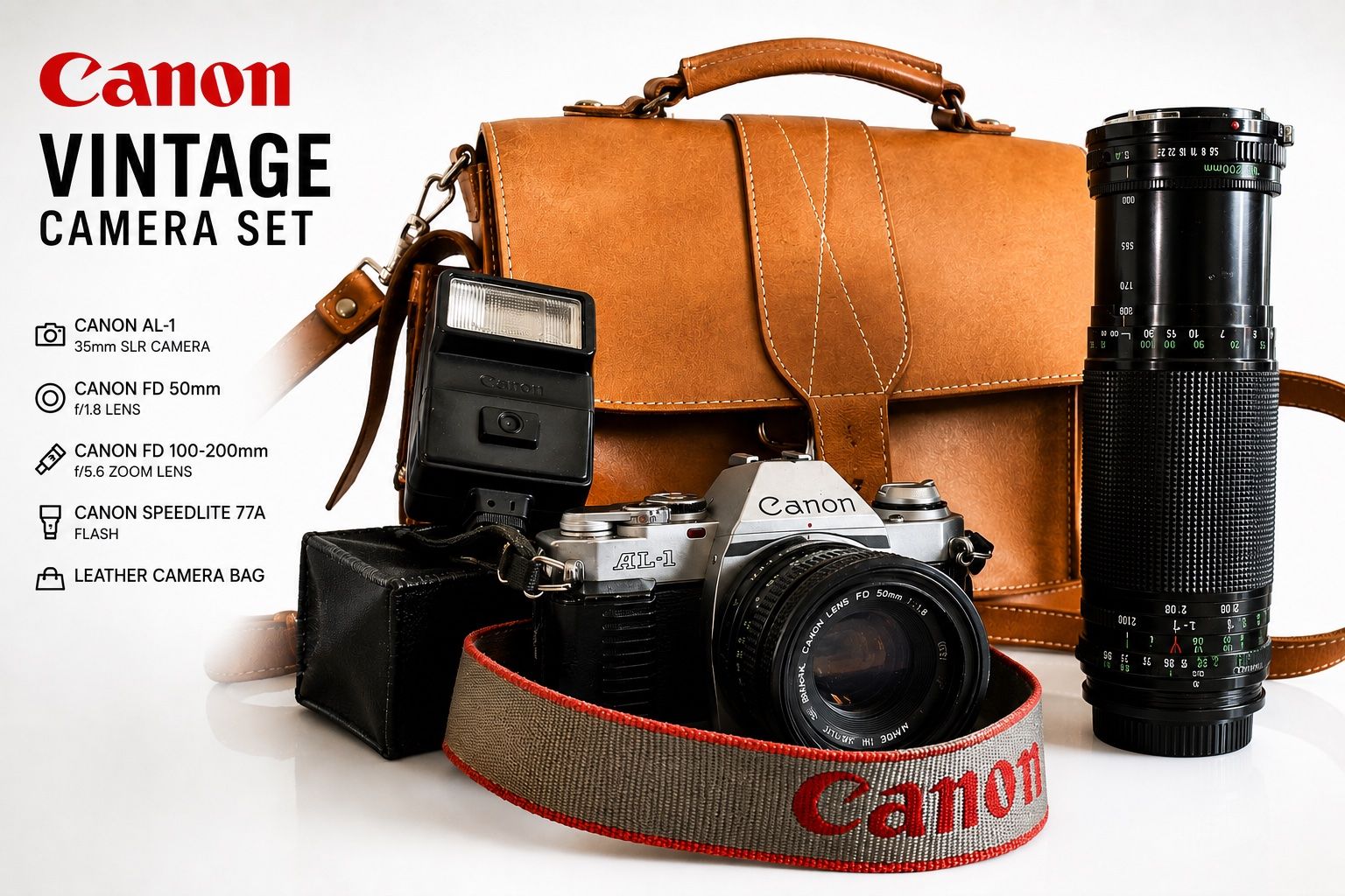 Canon Appareil photo: Canon AL 1 QF Set mit 2 FD Objektiven Blitz Ledertasche – D'occasion à Kleinandelfingen par _Sebi