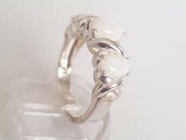 Weisser Opal Ring, 925 Silber, Gr. 17.2 mm