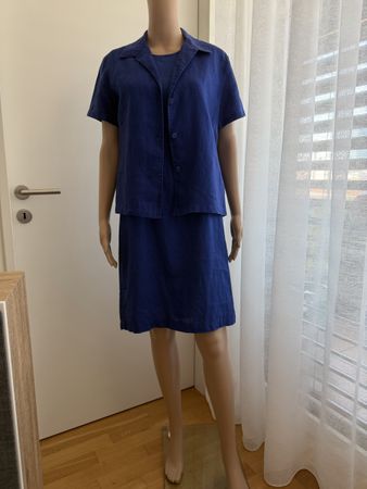 Leinen Kleid mit Hemd, blau Gr S