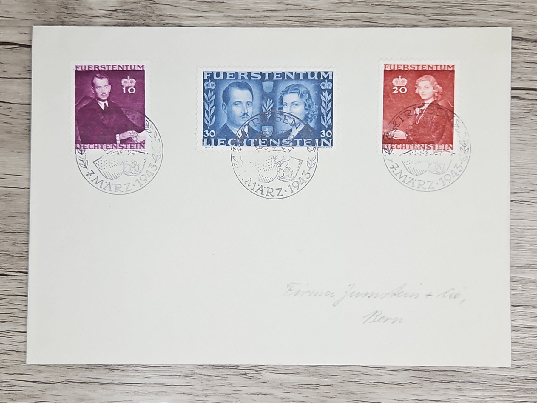 Alle Briefmarken: CL06 Enveloppe + Timbre Liechtenstein 1943 – Gebraucht aus Cousset von Patrick_Collections