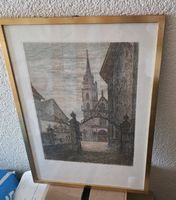 Basler Münster ist eine Radierung Gold Rahmen 
