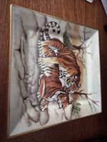 Jolie assiette décorative tigres, décoration murale unique p