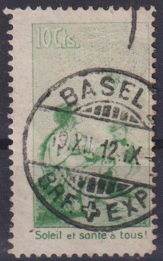 Tutti i francobolli: 1912, PJ Vorläufer II V-O BASEL, SBK 700.- – Usato da Samnaun-Compatsch venduto da Muckimu