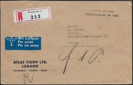 1937 R/ Luftpost o Lugano-Zürich Frankatur Rückseite ab 1.-