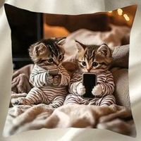 🐾📱 Kätzchen-Kissenbezug 45x45 cm – Realistisch & Süß 🛋️