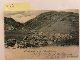 Ansichtskarte Andermatt Oberalpstrasse, 1909 mit Stempel