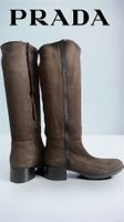 Prada Suede Knee-High Boots, Braun, Gr. 38, Made in Italy