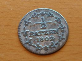 Helvetische Republik: 1/2 Batzen 1802 ***