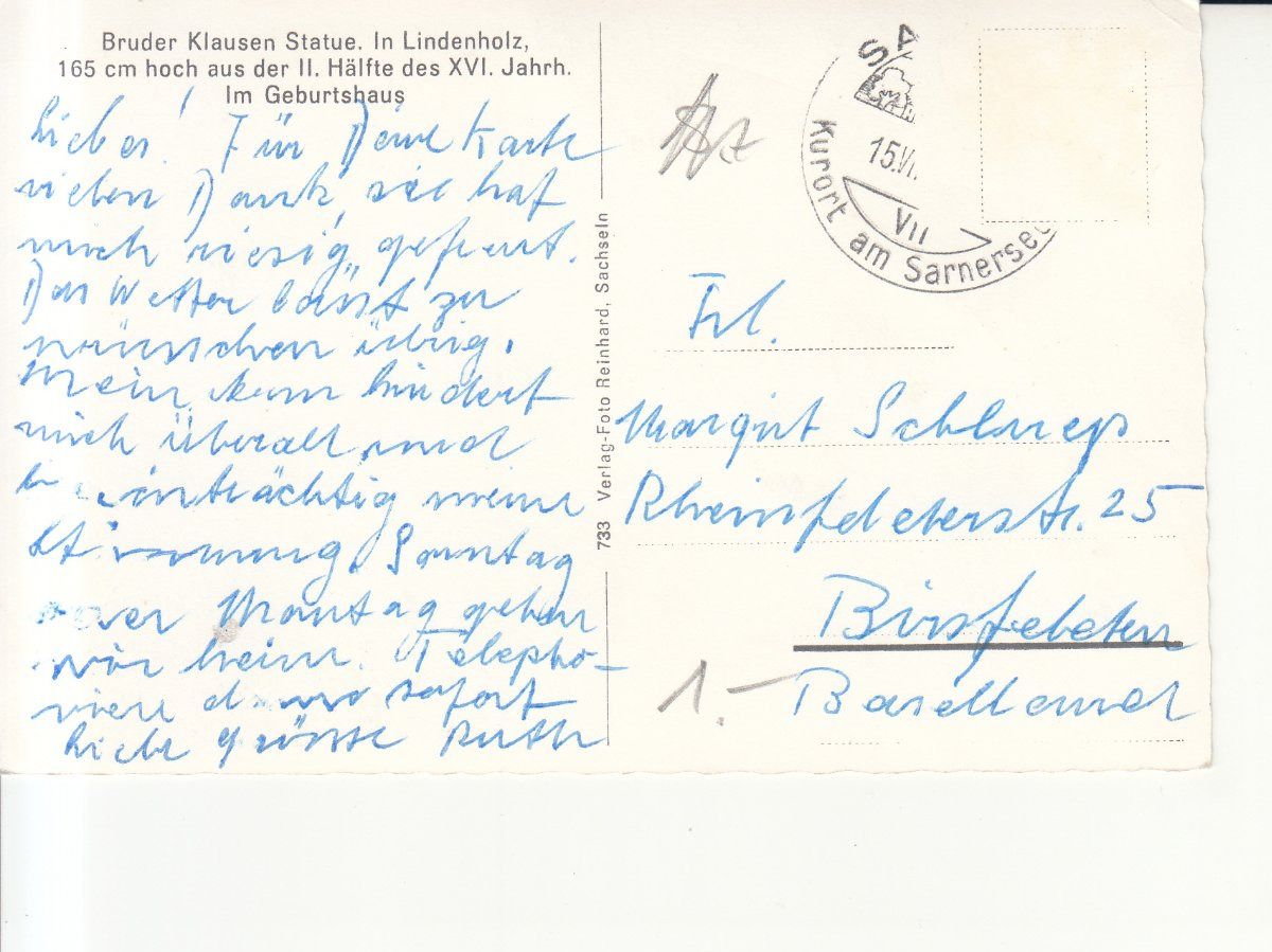 Cartoline postali: Sachseln Bruder Klaus ca. 1950 – Usato da Bürglen TG venduto da StampGraf 1