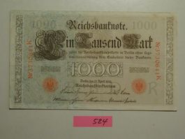 Dt. Reich Reichsbanknote 1000Mark 21.April 1910 gebraucht.