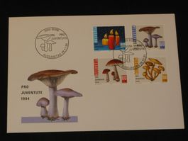 Pro Juventute FDC 1994 Nr. 332 - 335 Weihnachtsmarke - Pilze