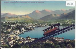 Lugano colla Ferrovia Funicolare del San Salvatore - Litho