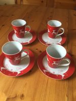 4 Tassen mit Unterteller und 4 Tischsets Rentier Design neu