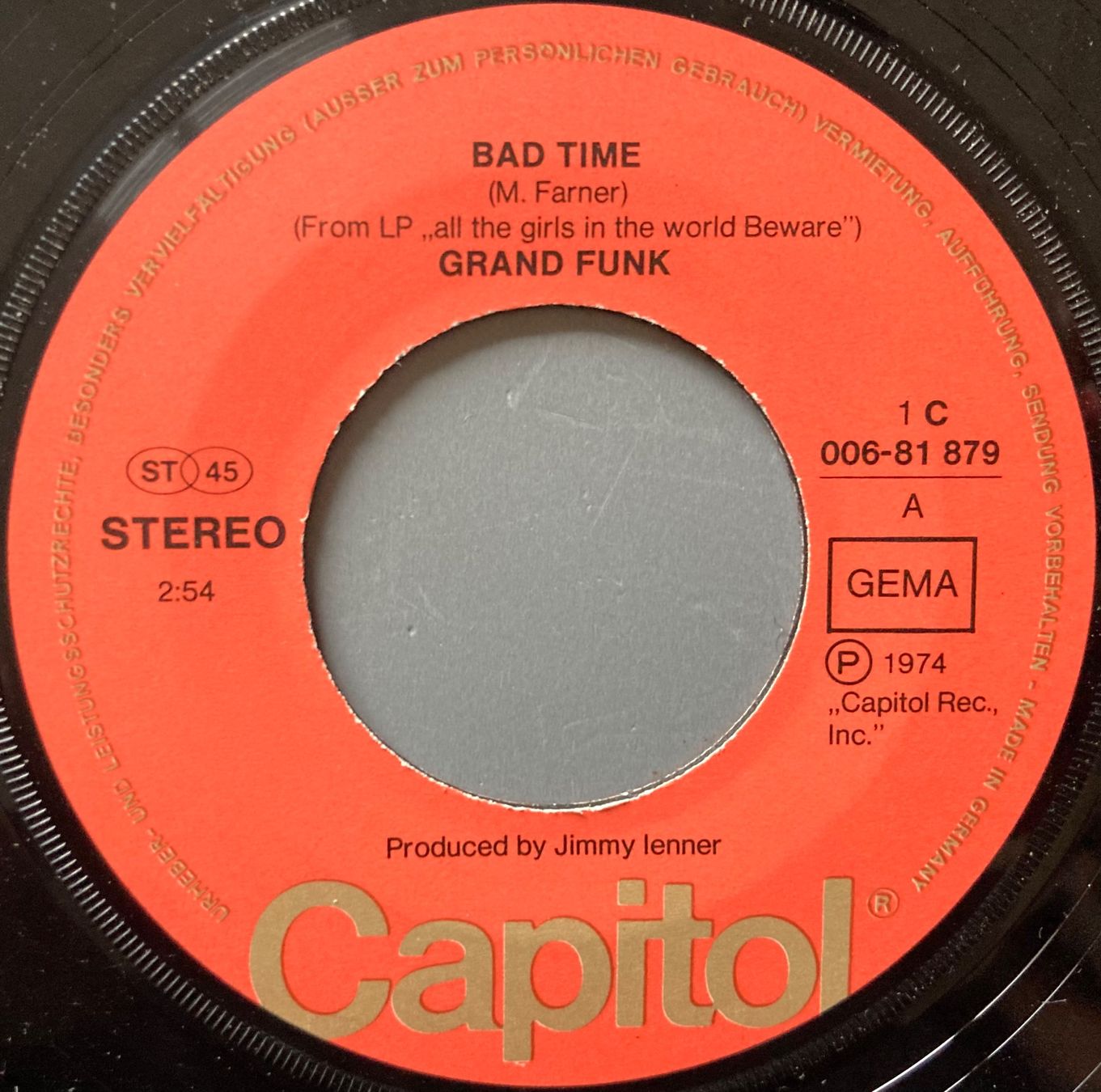 Vinyles: GRAND FUNK - BAD TIME – D'occasion à Poliez-Pittet par Newtown-Records 2