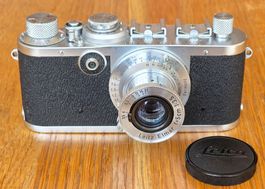 schöne Leitz Leica 1f “black dial“ mit Elmar 1:3.5/5 cm