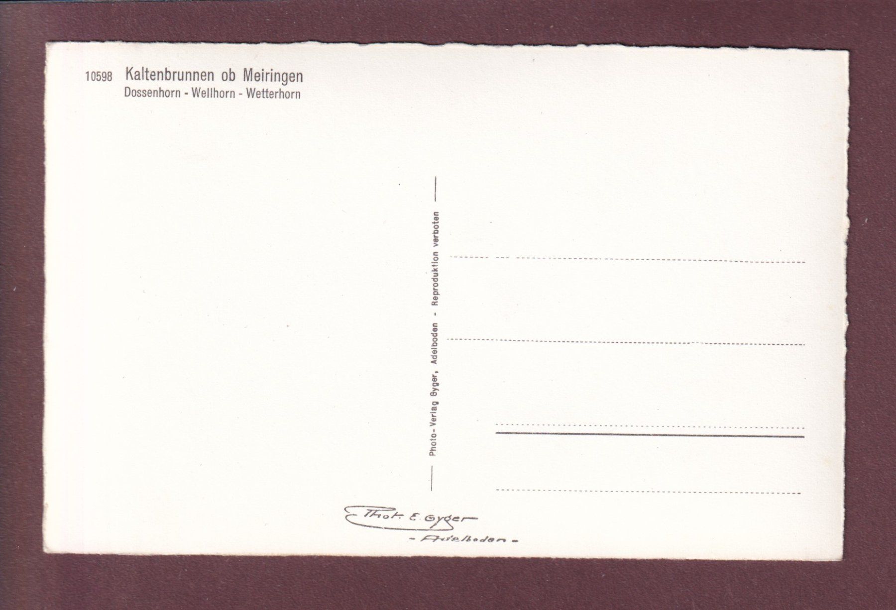 Cartoline postali: KALTENBRUNNEN ob Meiringen – Usato da Pully venduto da nicecards 1