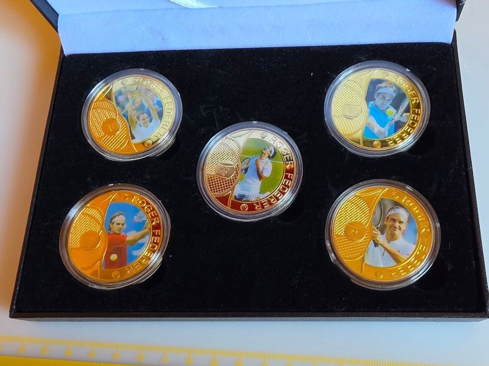 Alle Münzen: ROGER FEDERER MÜMZEN 5 STK. – Neu und originalverpackt aus Dintikon von bonita099