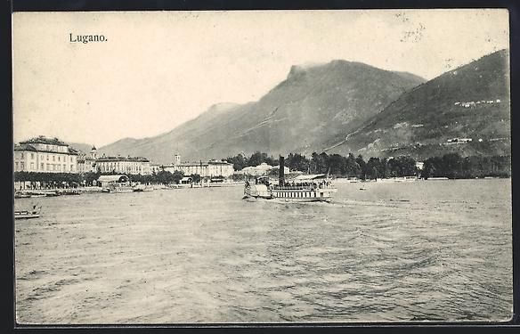Cartes postales: AK Lugano, Panorama mit Dampfer, 1912 – D'occasion à Berlin par bartko-reher