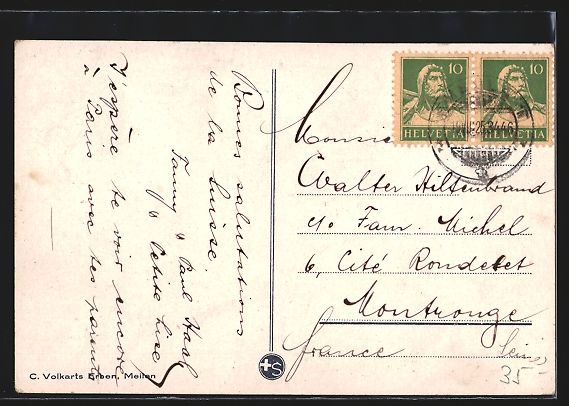 Cartoline postali: AK Meilen, Teilansicht mit Bergen, 1925 – Usato da Berlin venduto da bartko-reher 1