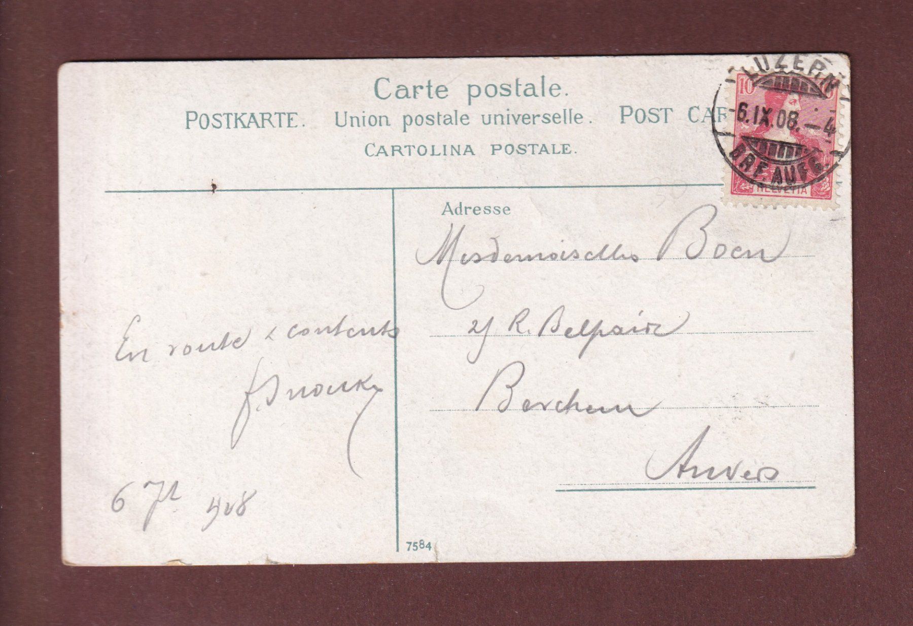 Ansichtskarten: LUZERN - Schiffe - 1908 – Gebraucht aus Pully von nicecards-shop 1