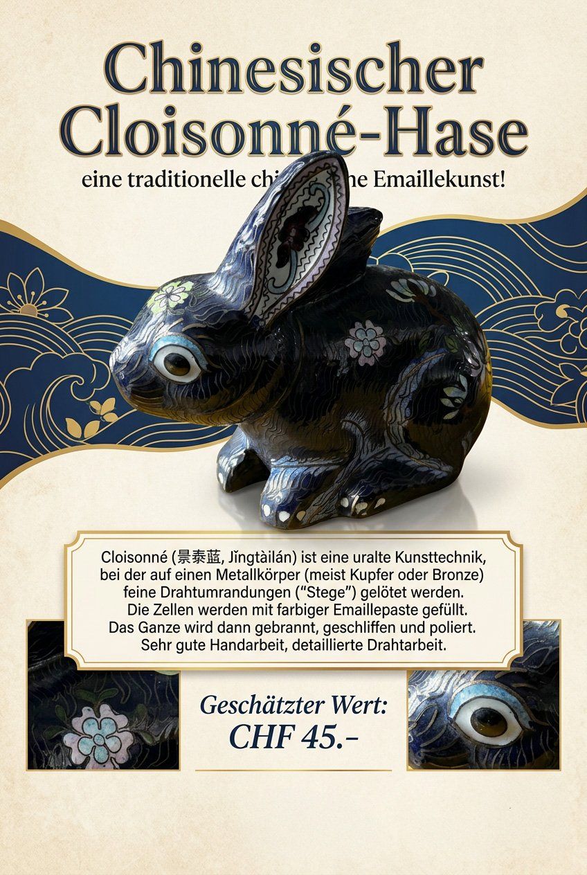 Statuette: Antiker Chinesischer Cloisonné Hase – Usato da Derendingen venduto da emmenwasser