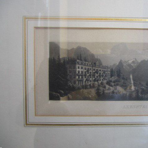 Incisioni: Axenstein - Aquatinta um 1860 - über Eck veroldeter Rahmen – Usato da Luzern venduto da Horoskop1 2