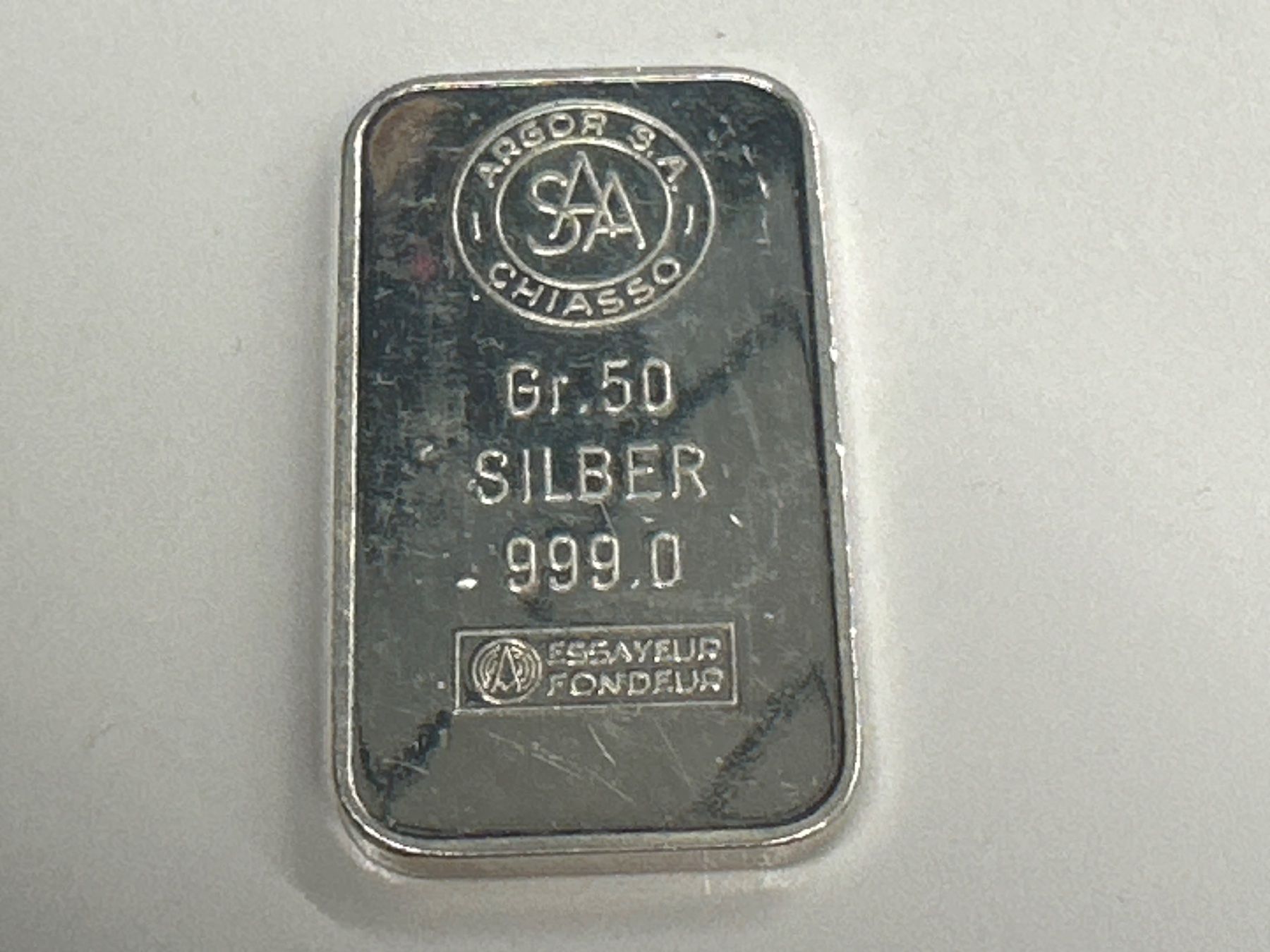Métaux précieux: 50g Silberbarren ARGOR S.A. – D'occasion à Herisau par herau