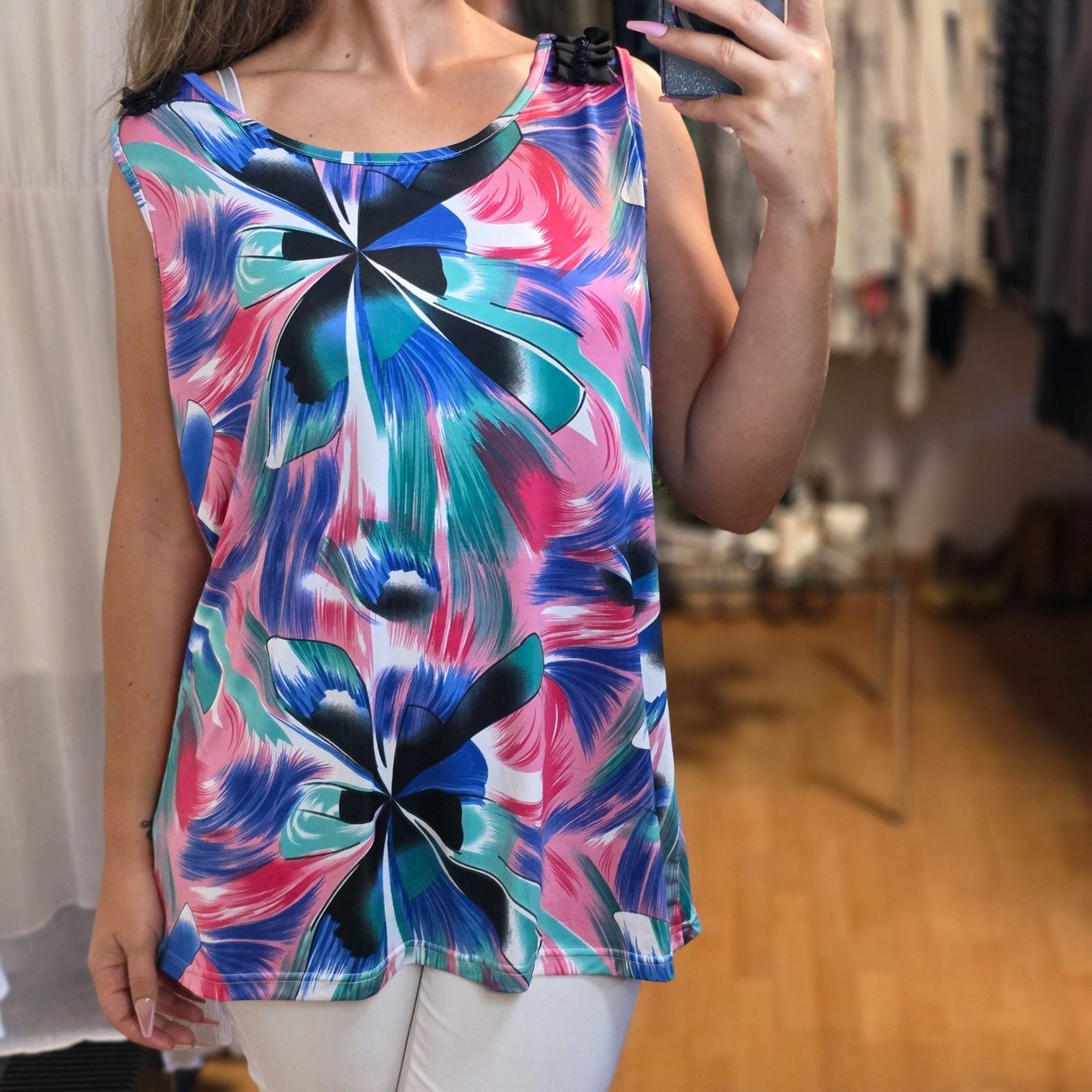 Blusen: Seidenbluse 95% Seide Gr.48/50 Bunt Elegant Stretch – Gebraucht aus Wald ZH von CapLux 3