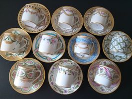 💚🌺💙10 tasses à café et soucoupes peintes à la main💙🌺💚