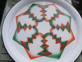 Emaille Tablett Retro Vintage 70er Jahre grün rot Deko