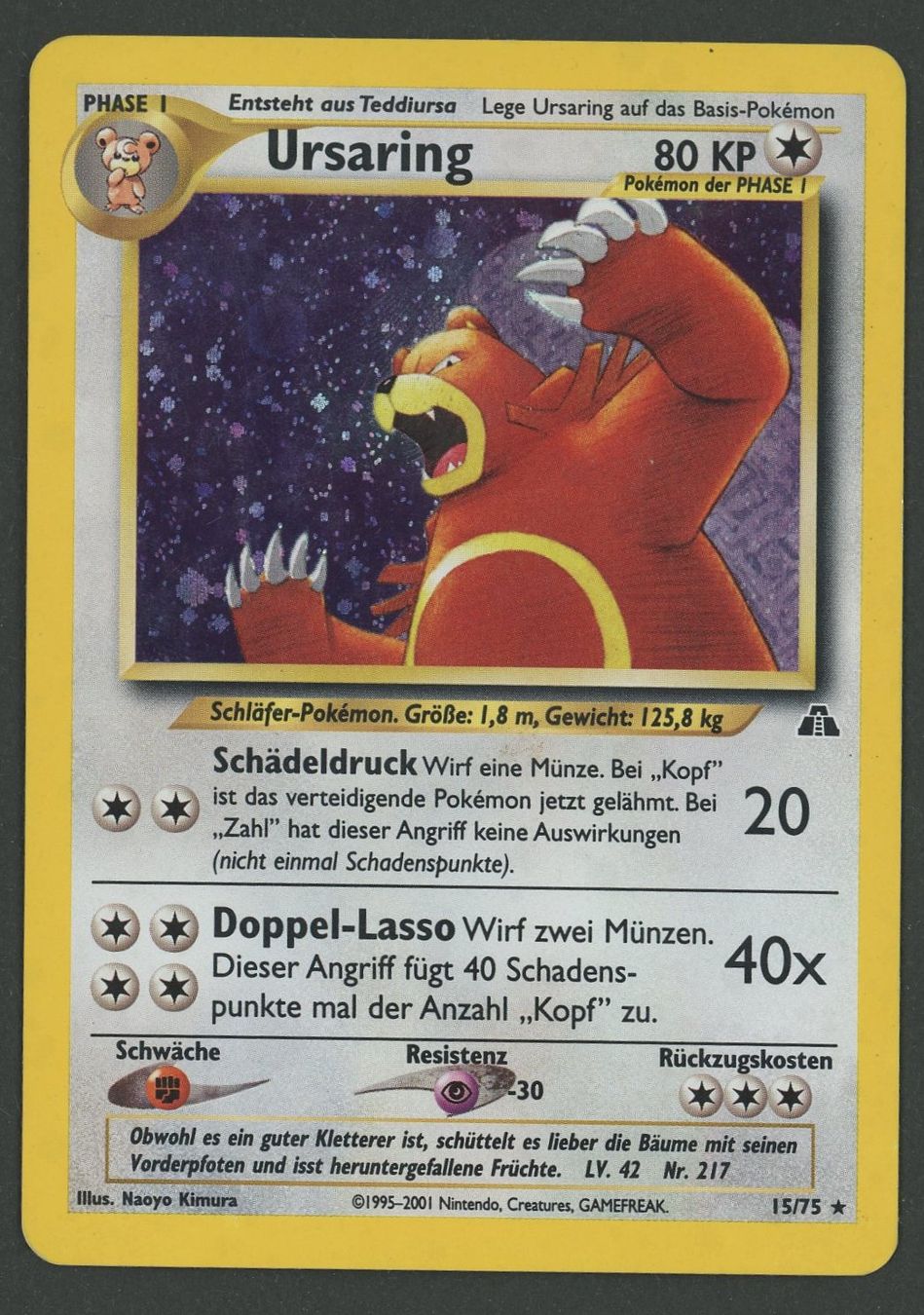 Pokémon Carte collezionabili: Ursaring Holo 15/75 Neo Discovery DE ab 1.- – Usato da Rupperswil venduto da gengarbasar