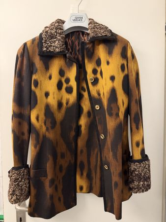Vintage Versace Set Jacke & Rock Tierfelloptik Wolle neu