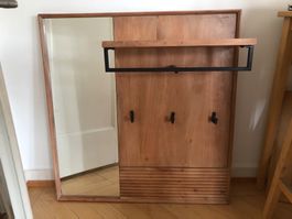 Vintage Wandgarderobe Holz mit Spiegel,Top Zustand!