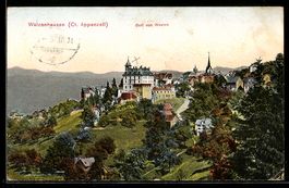 AK Walzenhausen, Dorf von Westen aus der Vogelschau