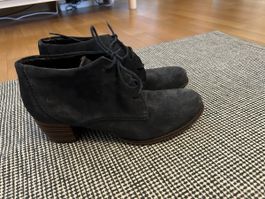 Dunkelblau Veloursleder Stiefeletten, Grösse 39