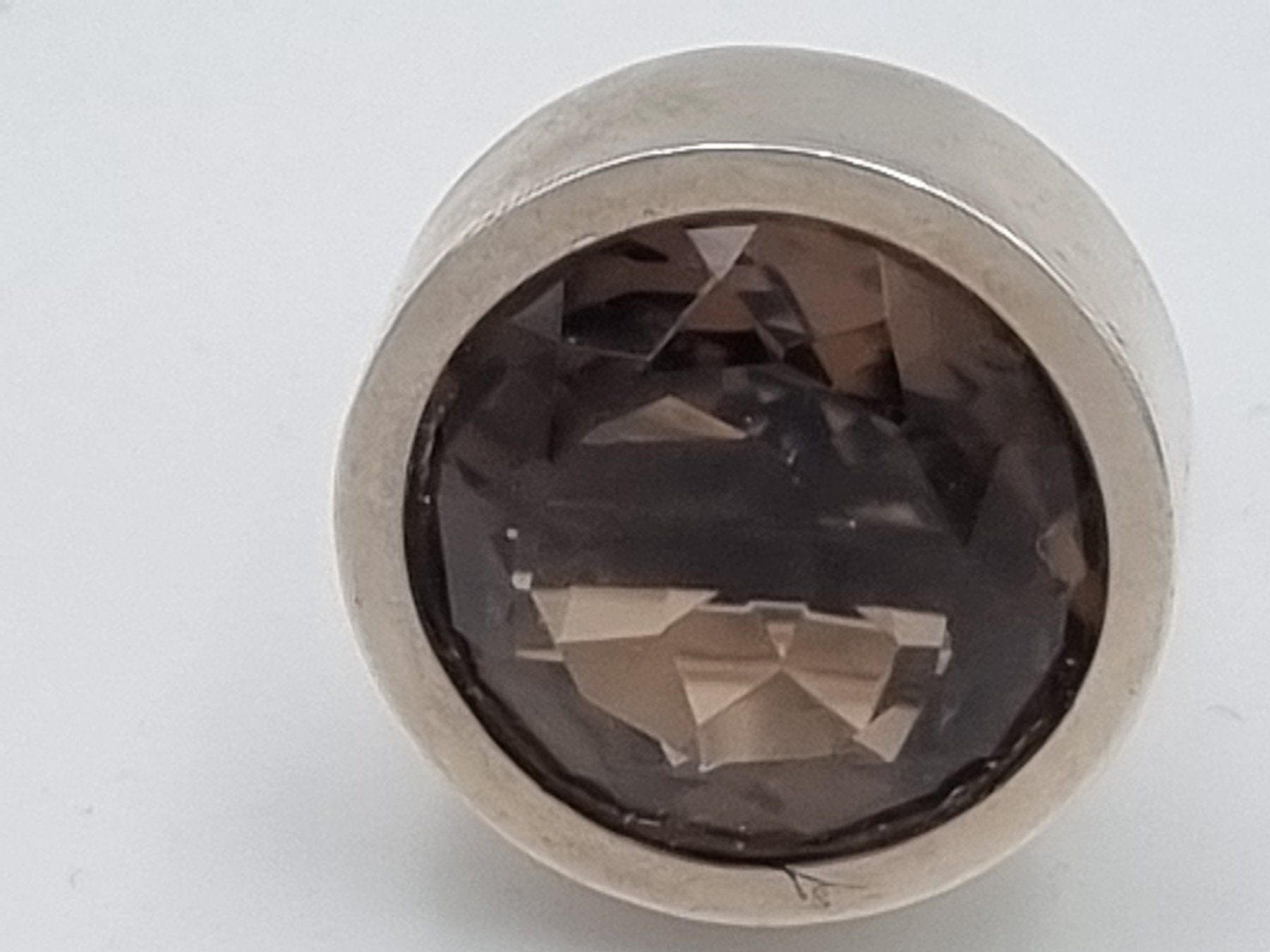 Anelli: Silberring 925 mit riesigem Stein (Rauchquarz oder Glas) – Usato da Kölliken venduto da ter_lkc7 5