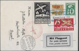 1925 PK 10ct. Flugpost BASEL - ZH F3 mit VIGNETTE Top ab 1.-