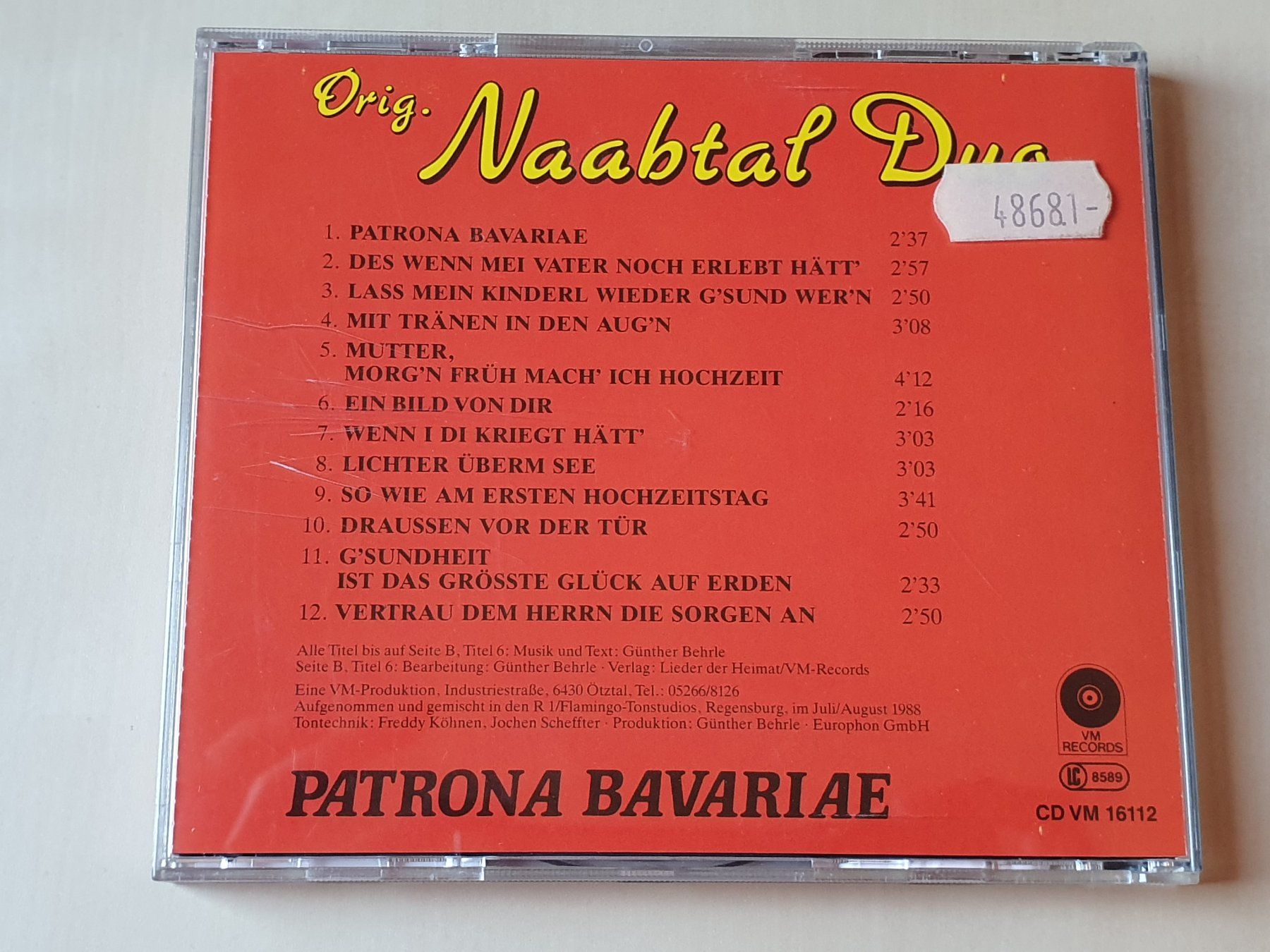 CD: Das Naabtal Duo Patrona Bavariae – Usato da Stansstad venduto da collectorsshop 1