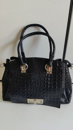 Lederhandtasche schwarz, made in Italy (L13)