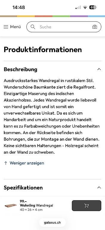 Scaffali: 2 Stück Wohnling Wandregal  – Nuovo e nell'imballaggio originale da Winterthur venduto da Moonhead13 2