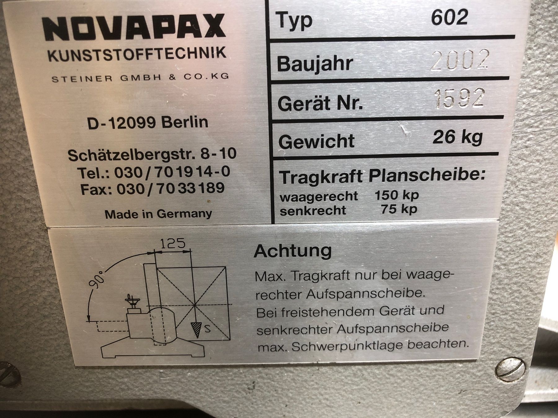 Tutti gli attrezzi: Spanntisch Novapax Typ 602, 400mm, der Grosse! – Usato da Laufenburg venduto da Sirluger 2