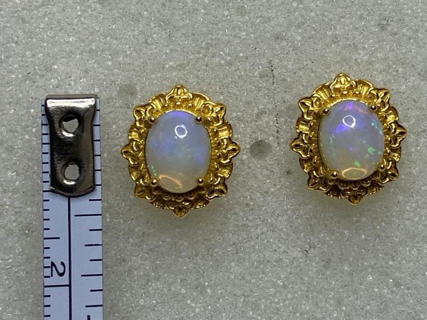 Orecchini pendenti & Orecchini a lobo: Goldene Ohrstecker mit Opal - 925 Silber Wunderschön & NEU – Nuovo (secondo la descrizione) da St. Gallen venduto da GIULESGG 4